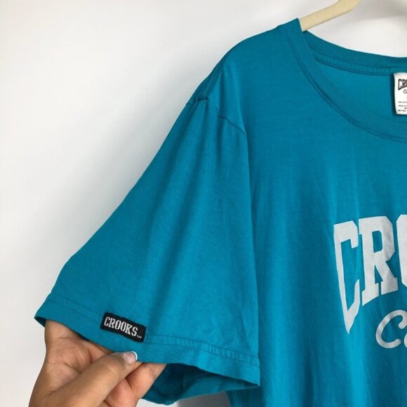 Crooks &  Castles Blue Logo Print Short Sleeve women’s Graphic T-Shirt size L - Picture 7 of 10